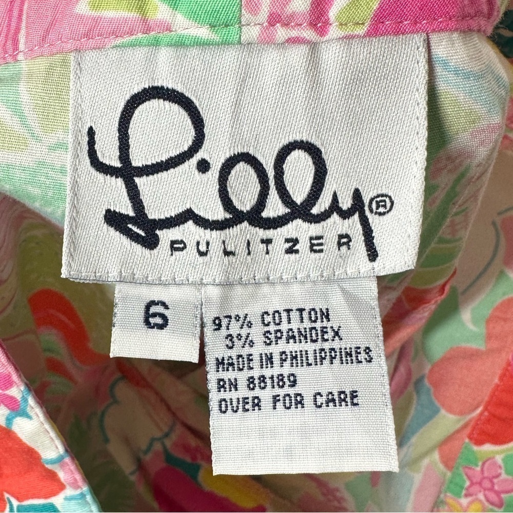 Vintage Lilly Pulitzer Floral Bird Tropical Print Cotton‎ Pants Size 6 - Picture 6 of 7